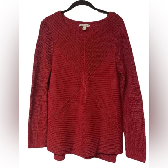 NWOT Dana Buchman Red Mixed-Stitch Textured Sweater size L chunky knit, cozy - Picture 2 of 8